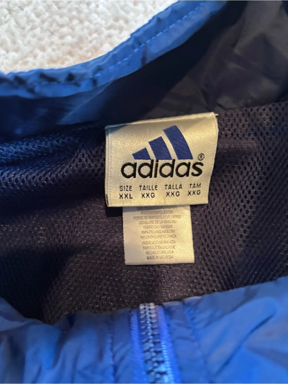 adidas Men's Colorblock Windbreaker Jacket in Navy & Red XXL